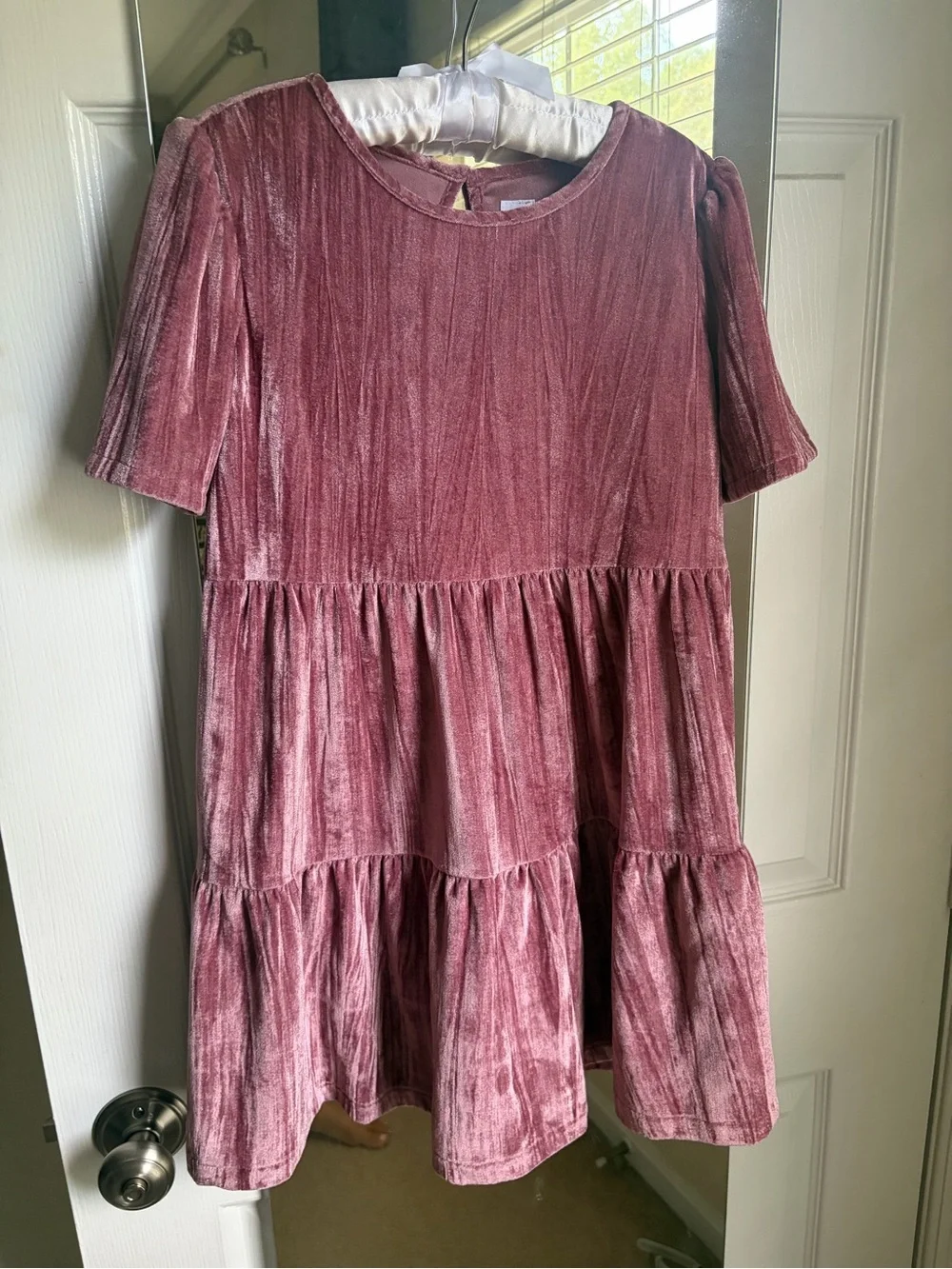 Gap Girls' Velvet Tiered Dress in Dusty Rose